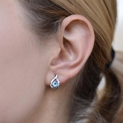 Stříbrné náušnice s topazy a zirkony Edily