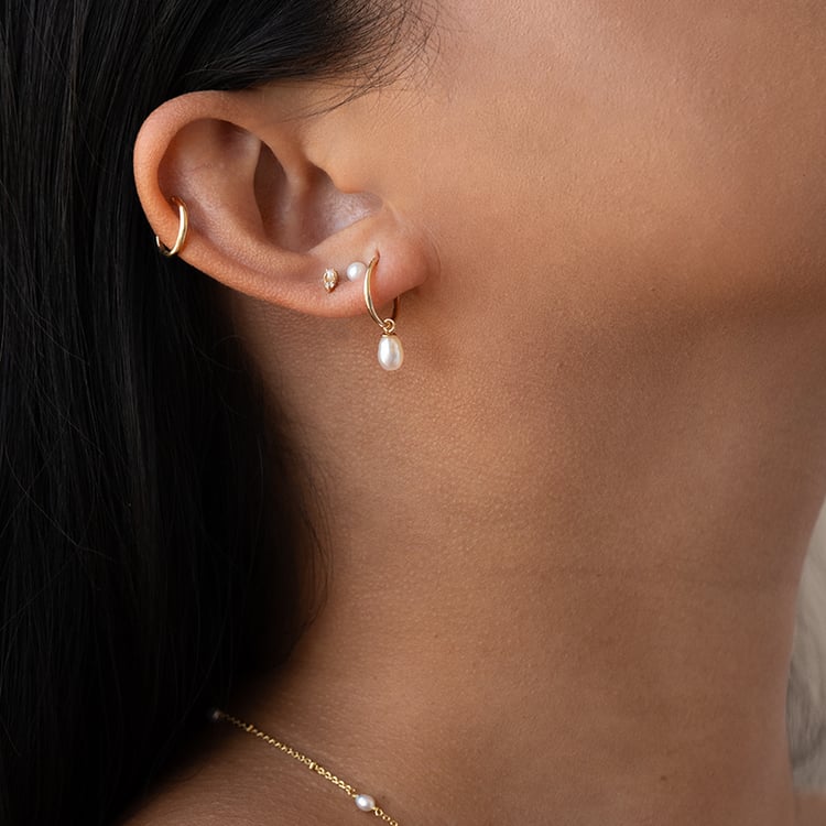 Zlaté náušnice s perlami a lab-grown diamanty Clarice 126617