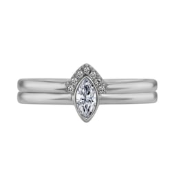 Zlatý zásnubní set prstenů s marquise certifikovaným diamantem Eliwa