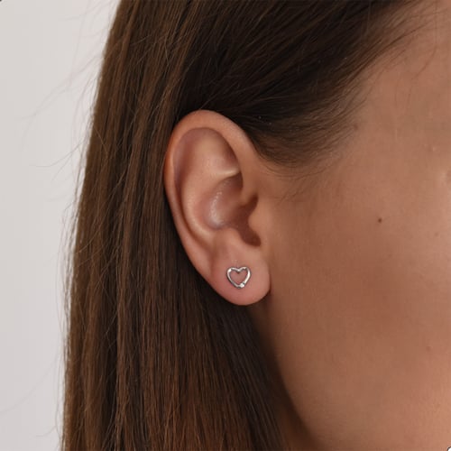 Stříbrné náušnice ve tvaru srdce s diamanty Stella