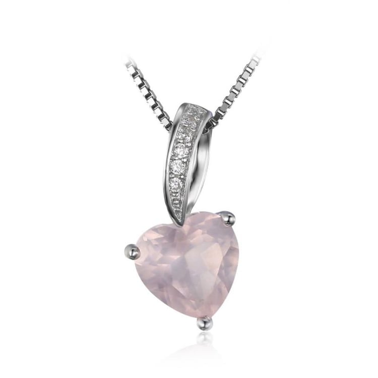 Stříbrný přívěsek s růžovým quartzem a zirkony Celest