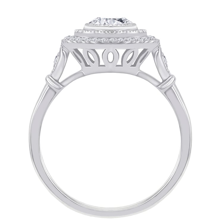 Zlatý zásnubní prsten s moissanitem v halo stylu Odelle 47890