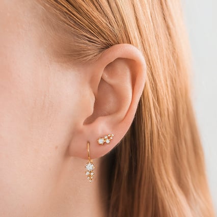 Cluster náušnice s lab-grown diamanty Ellie