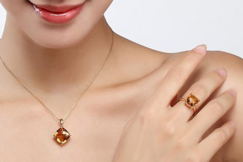 Zlatá kolekce šperků s citríny 5094