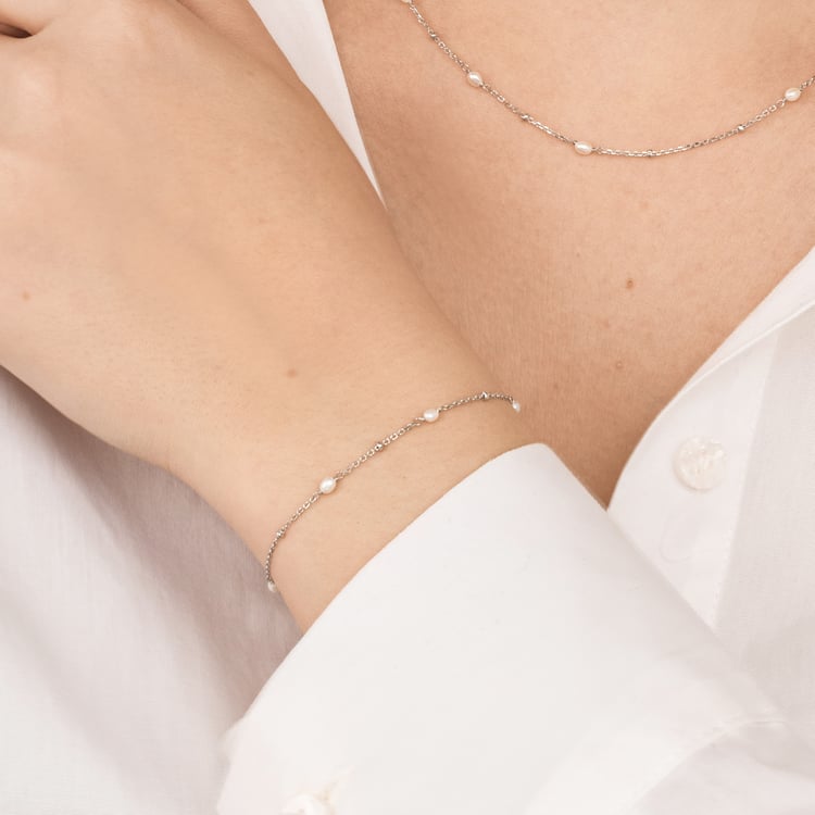 Stříbrný náramek s perlami Malakai 164617