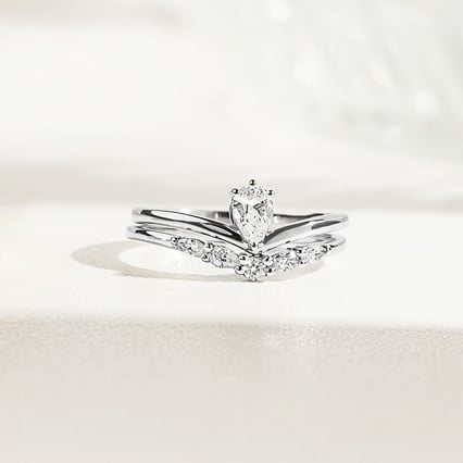 Originální zásnubní set atypických prstýnků s lab-grown diamanty Kristine