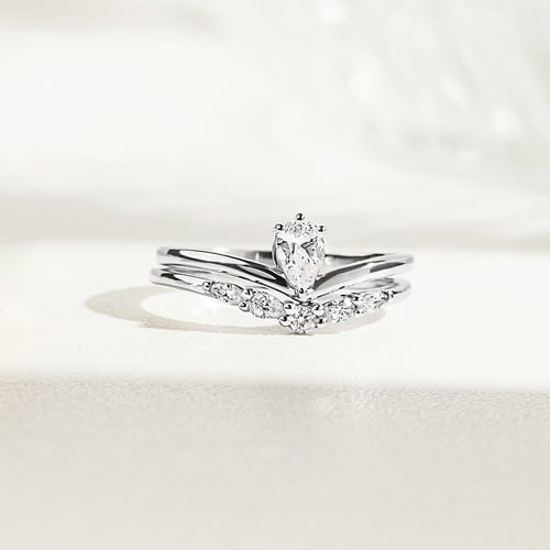 Originální zásnubní set atypických prstýnků s lab-grown diamanty Kristine