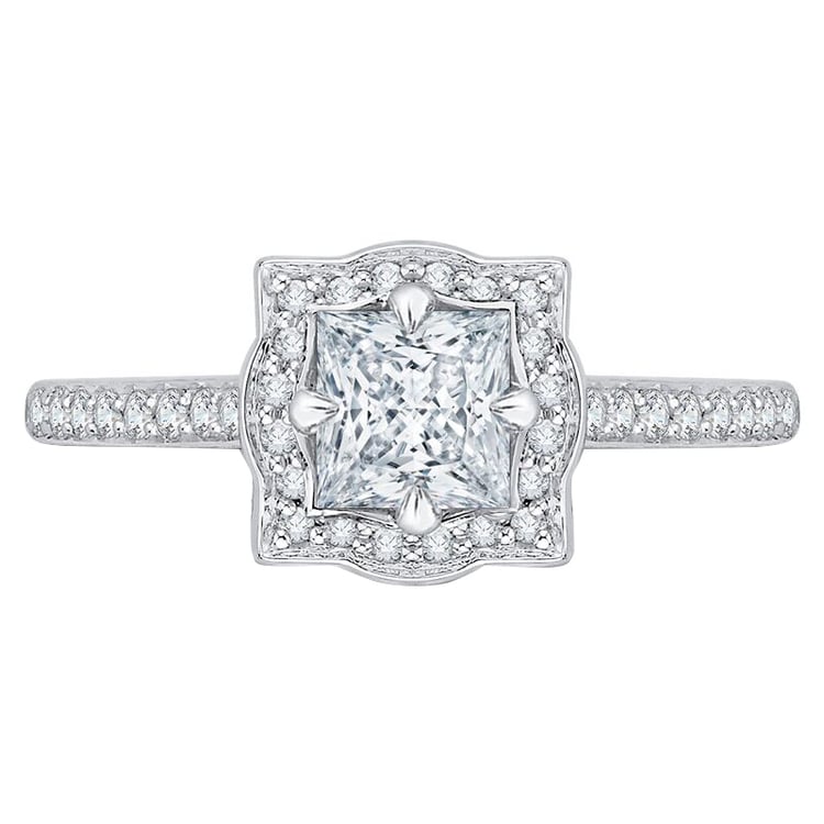 Zlatý zásnubní prsten s princess diamantem 46501