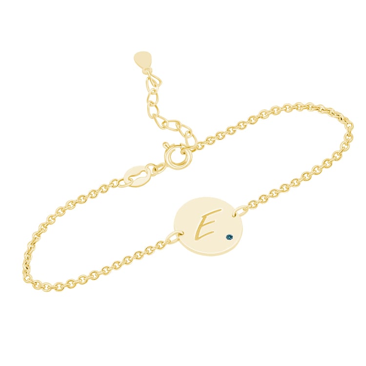 Stříbrný náramek s modrým diamantem a gravírem písmene Dian 142204