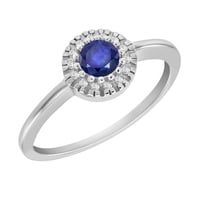 Zlatý prsten s centrálním safírem obklopeným diamanty Tafne