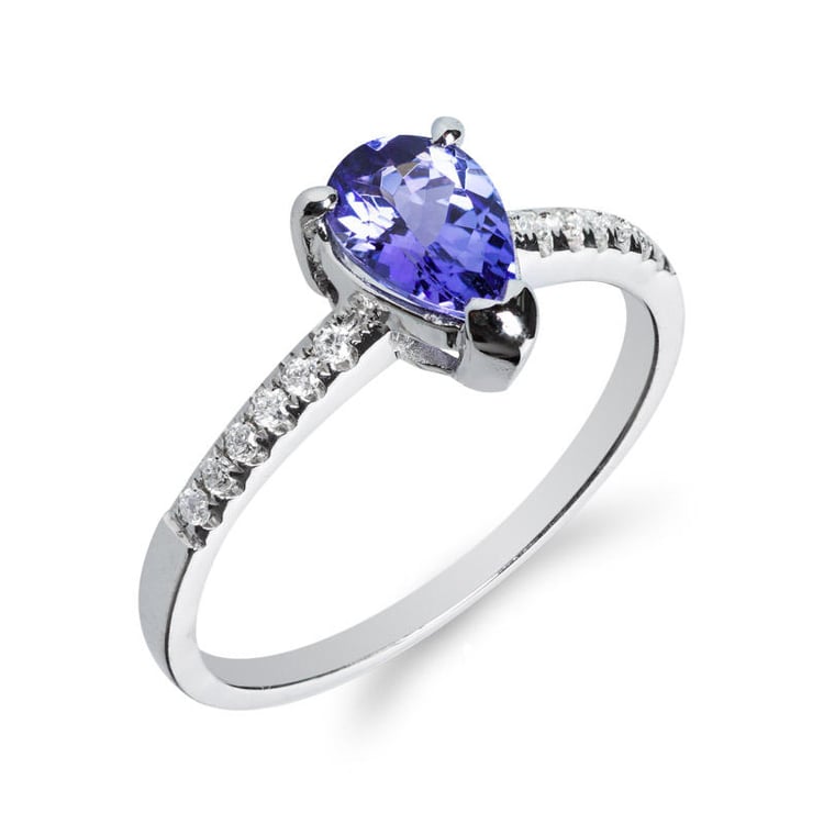 Zásnubní prsten s tanzanitem a diamanty