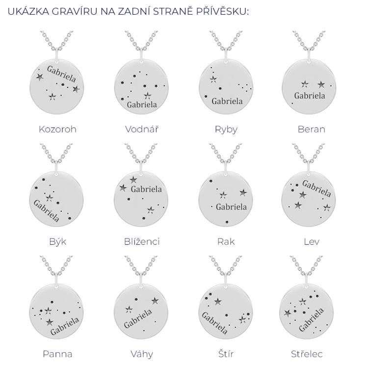 Stříbrný přívěsek se souhvězdím a diamantem Nyala 114603