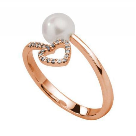 Prsten se srdíčkem a perlou 60180