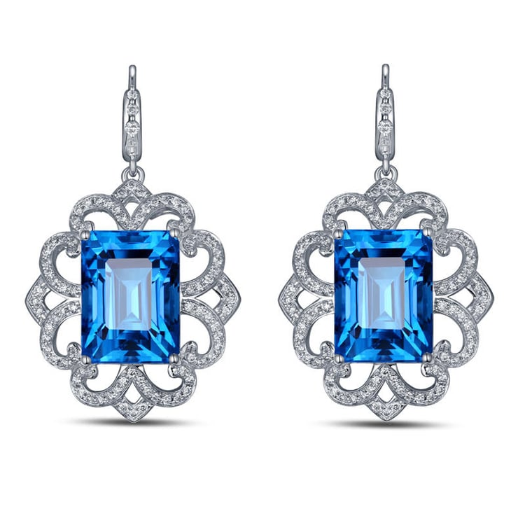 Zlaté náušnice s modrými topazy Mateo