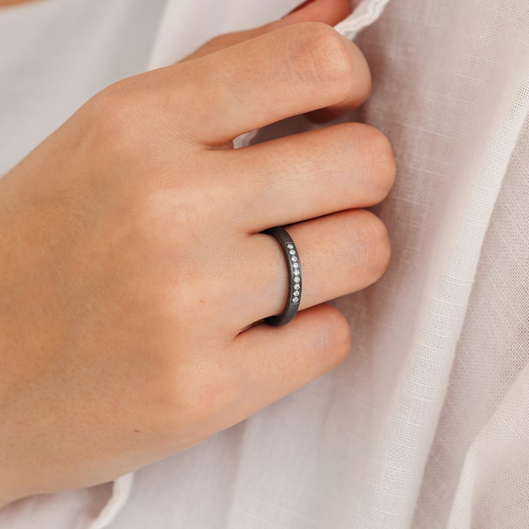 Tantalový prsten s diamanty Rille 157431