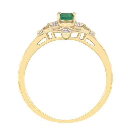 Oválný smaragd ve zlatém vintage prstenu s diamanty Kiep