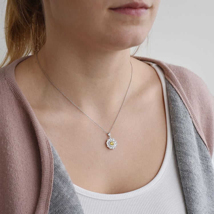 Diamantová slunečnice se žlutým safírem 92778