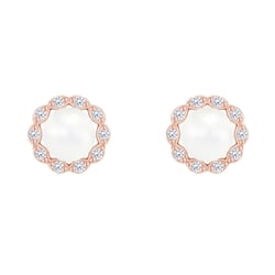 Zlaté halo náušnice s perlami a diamanty Desten