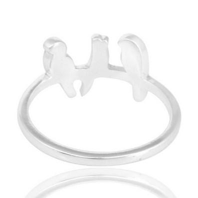 Prsten s ptáčky ze stříbra 8950