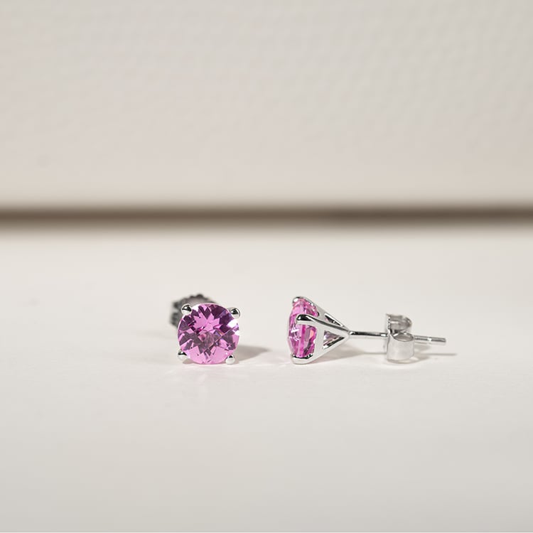 Zlaté náušnice s růžovými safíry Hulda 134896