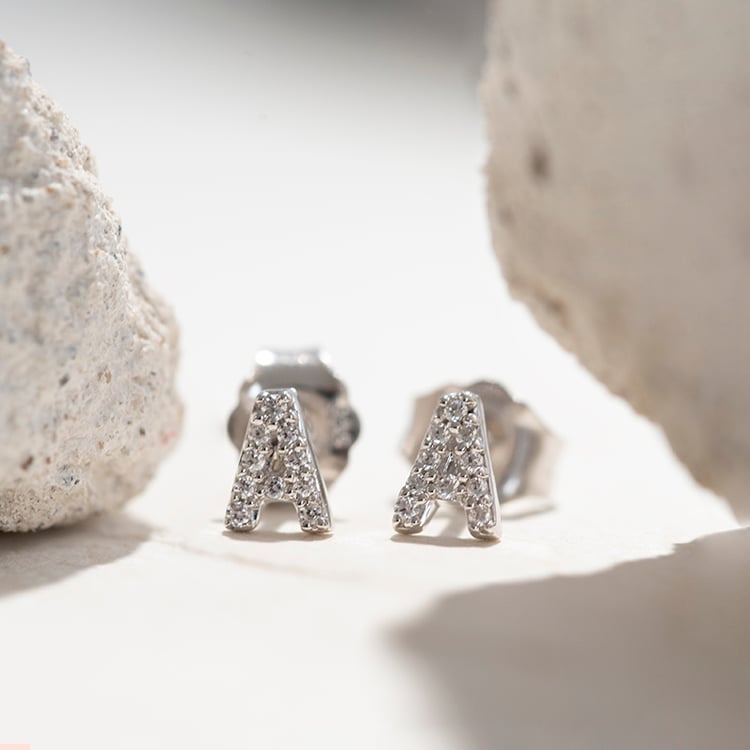 Lab-grown diamantové náušnice s volbou písmene Griff 110414