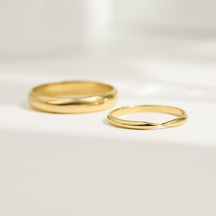 Zlatý snubní prsten se zúženým kroužkem Aeneas 156779