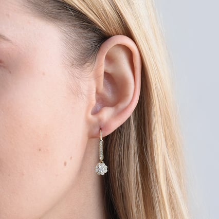 Zlaté visací náušnice s diamanty Ingo