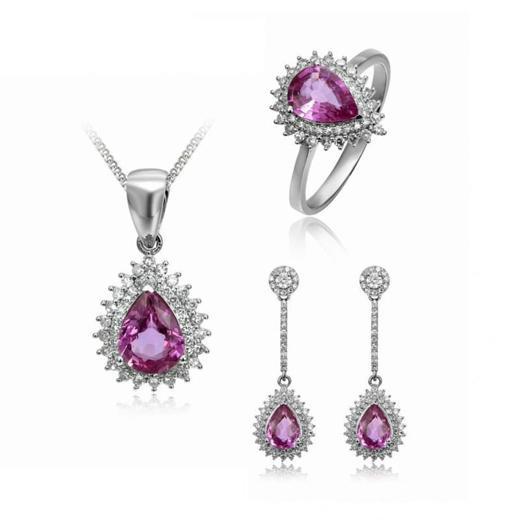 Souprava šperků s růžovými safíry a diamanty Kaila