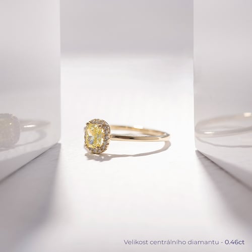 Zásnubní prsten s certifikovaným fancy yellow lab-grown diamantem Eduta
