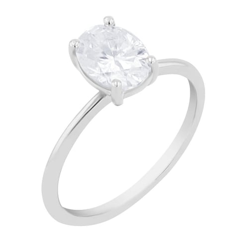 Elegantní stříbrný prsten s oval moissanitem s výběrem velikosti Frost