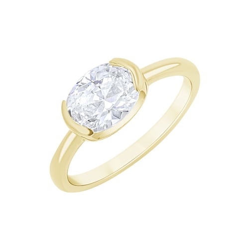 Zásnubní prsten s half-bezel oválným diamantem Hortensia