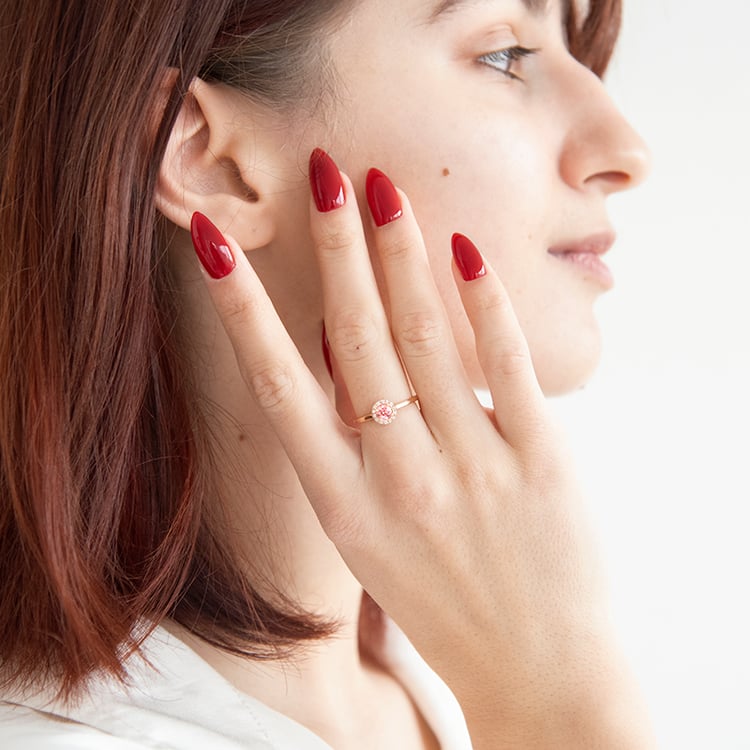 Halo prsten s 0.29ct IGI certifikovaným růžovým lab-grown diamantem Cassidy 113211