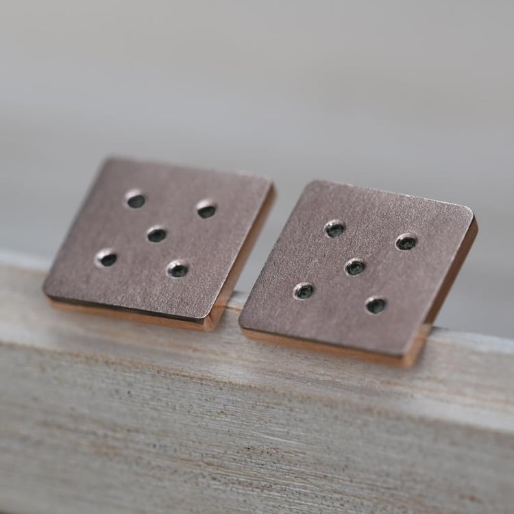 Manžetové knoflíčky z růžového zlata s černými diamanty Percival 9430