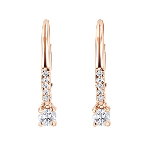 Zlaté visací náušnice s 0.1ct lab-grown diamantem Noor