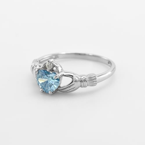 Zlatý claddagh prsten s topazem a diamantem Norie
