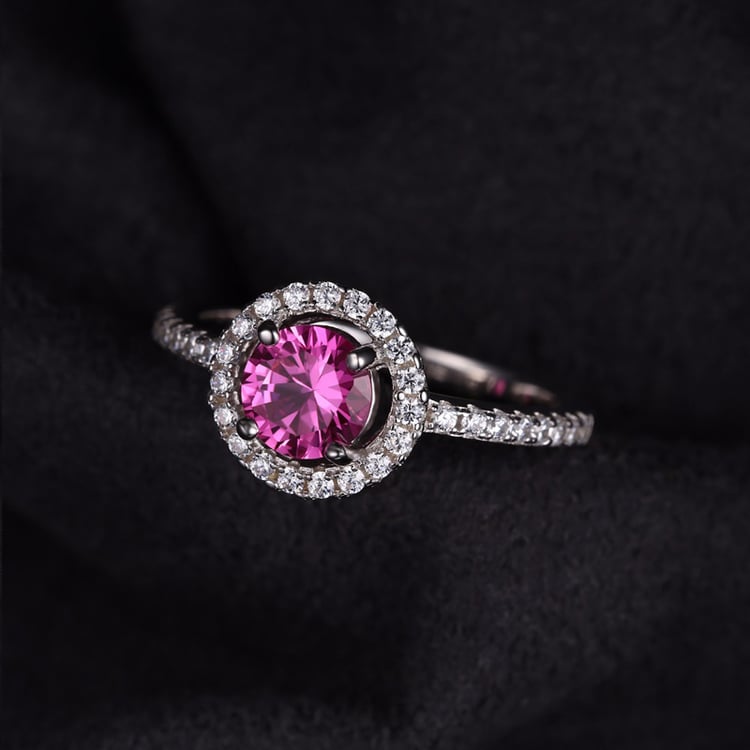 Prsten s růžovým safírem 19454