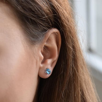 Zlaté náušnice s oválnými topazy Qati