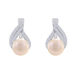 Stříbrné náušnice s broskvovými perlami a zirkony Zona