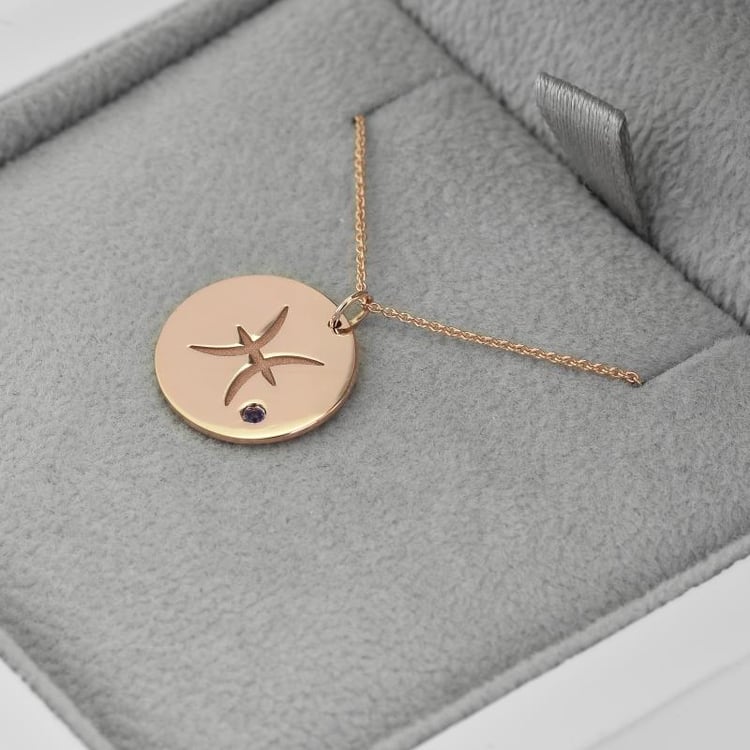 Stříbrný přívěsek se znamením a ametystem Ryby 103411