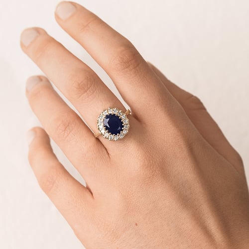 Halo prsten se safírem a diamanty Chrys