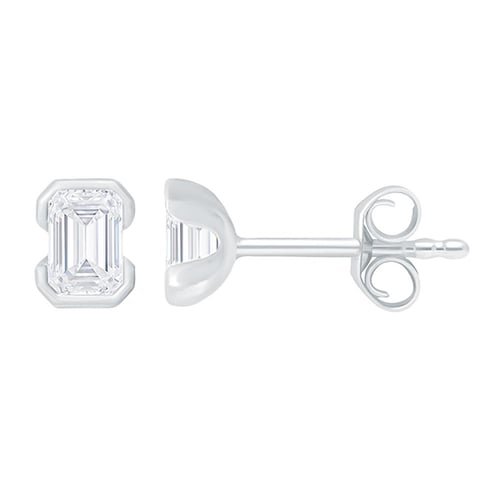 Minimalistické zlaté peckové náušnice s emerald diamantem Agata