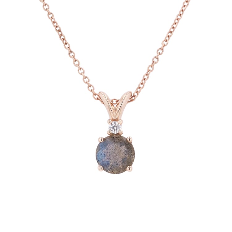 Zlatý přívěsek s labradoritem a diamantem