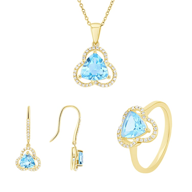 Zlatá topazová souprava šperků s diamanty Danya 116505