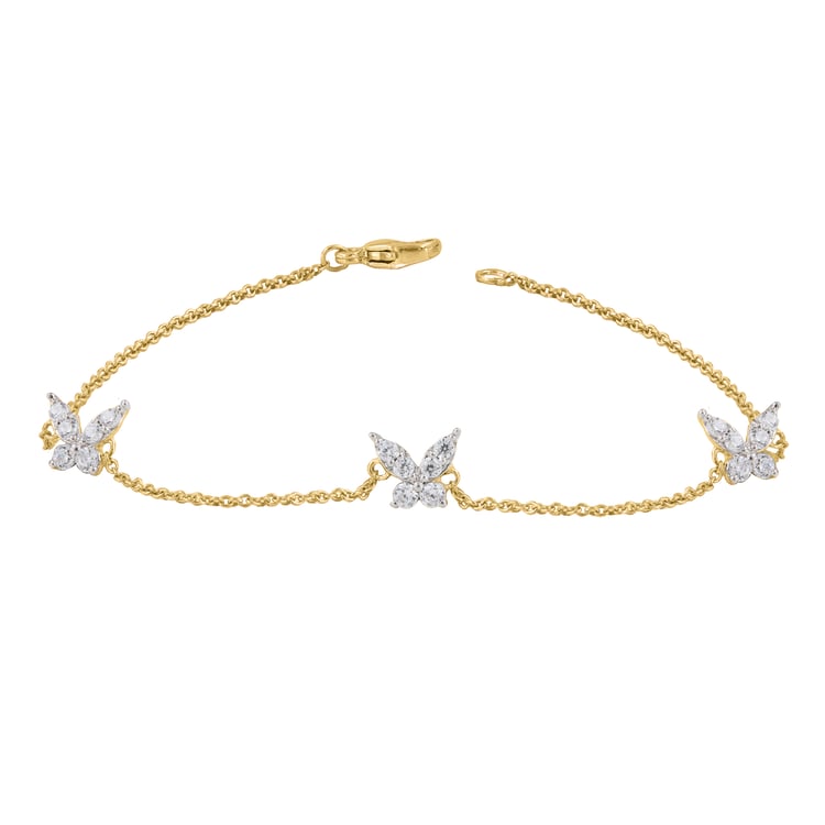 Řetízkový náramek s motýlky z přírodních diamantů Nagendra