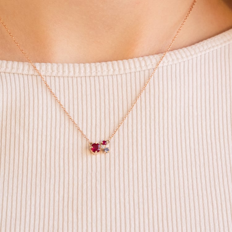 Stříbrný cluster náhrdelník s turmalínem a drahokamy Millie 116146