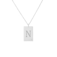 Stříbrný obdélníkový přívěsek s diamantem a gravírem písmene Sharron