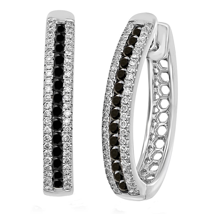 Náušnice s černými a bílými diamanty 82680