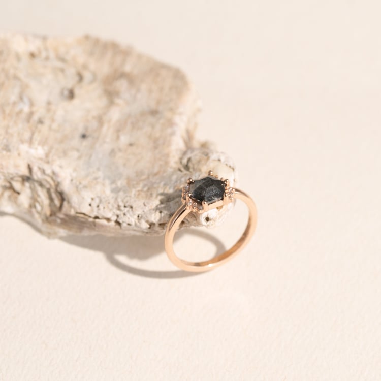 Prsten s hexagon salt and pepper diamantem Wiley 101201