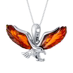 Stříbrný přívěsek ve tvaru orla s jantary Tercia