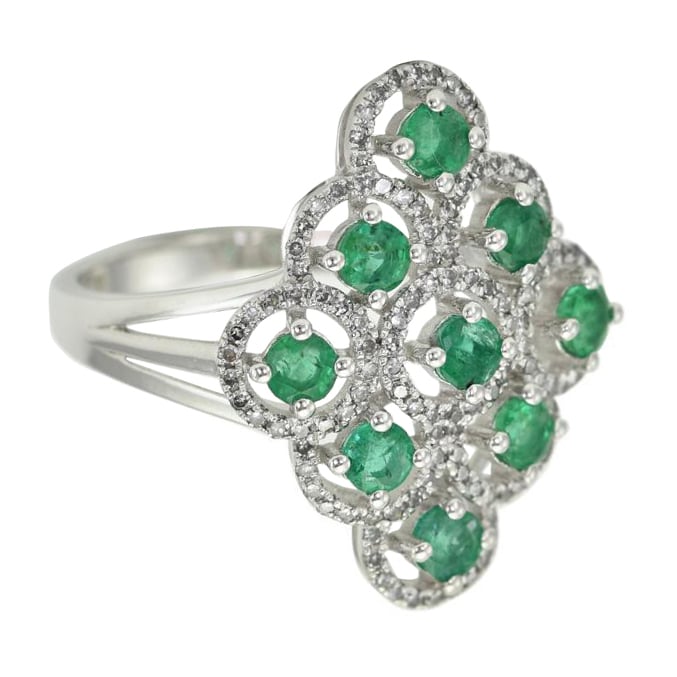 Zlatý smaragdový prsten s diamanty 